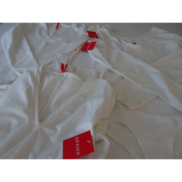 SPANX Women's Suit Yourself Long Sleeve Scoop Neck Bodysuit White 1X NWT 98 - Picture 2 of 6